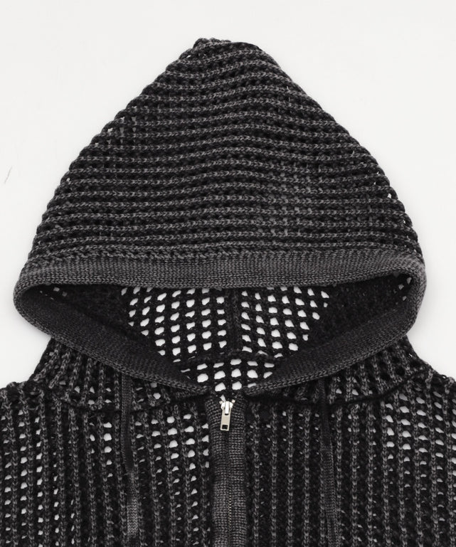 ブロックメッシュニットZIPパーカー