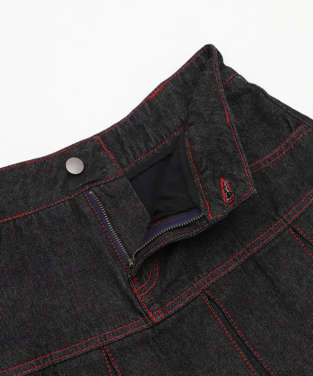 プリーツヘムリジットデニムミニスカパン