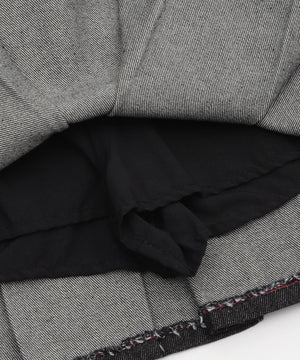 プリーツヘムリジットデニムミニスカパン