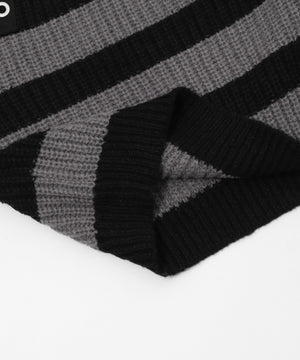 ストラップベルトオフショルボーダーニット