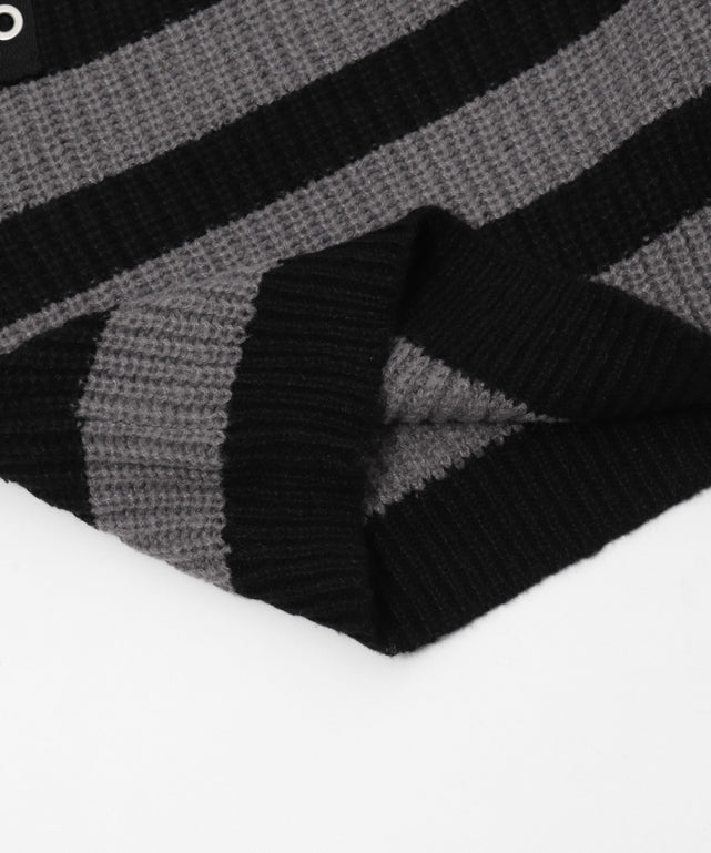 ストラップベルトオフショルボーダーニット