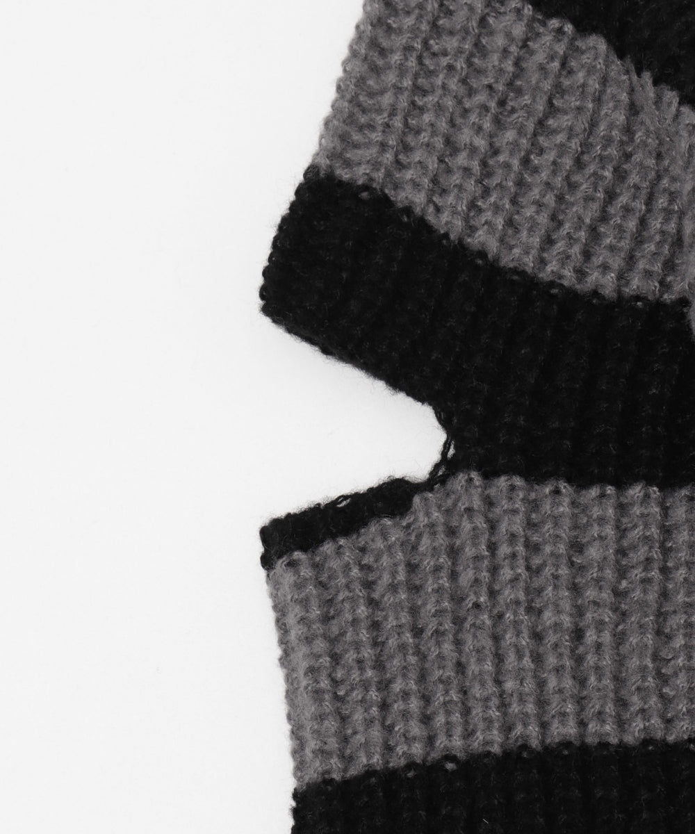 ストラップベルトオフショルボーダーニット