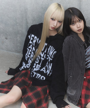 シャギーニットロゴダブルZIPパーカー