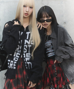 シャギーニットロゴダブルZIPパーカー