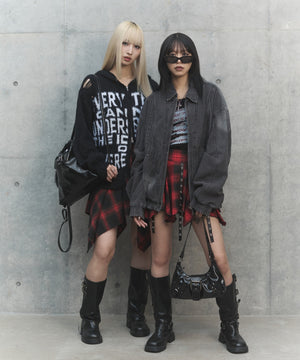 シャギーニットロゴダブルZIPパーカー