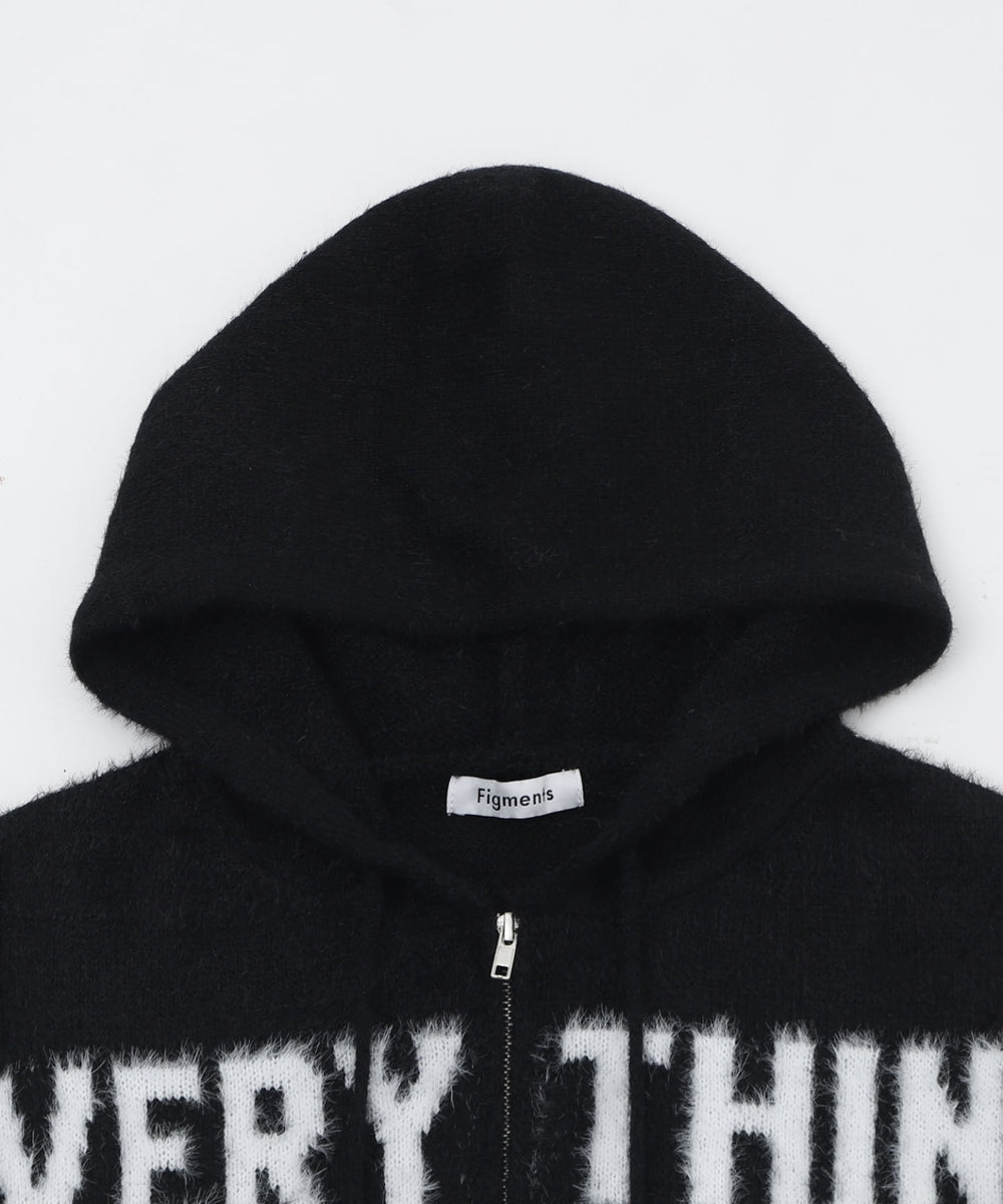 シャギーニットロゴダブルZIPパーカー