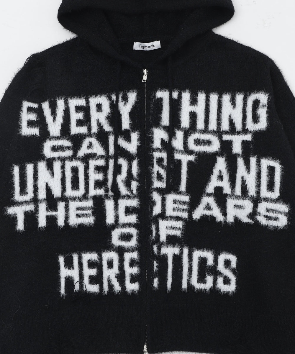 シャギーニットロゴダブルZIPパーカー