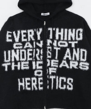 シャギーニットロゴダブルZIPパーカー