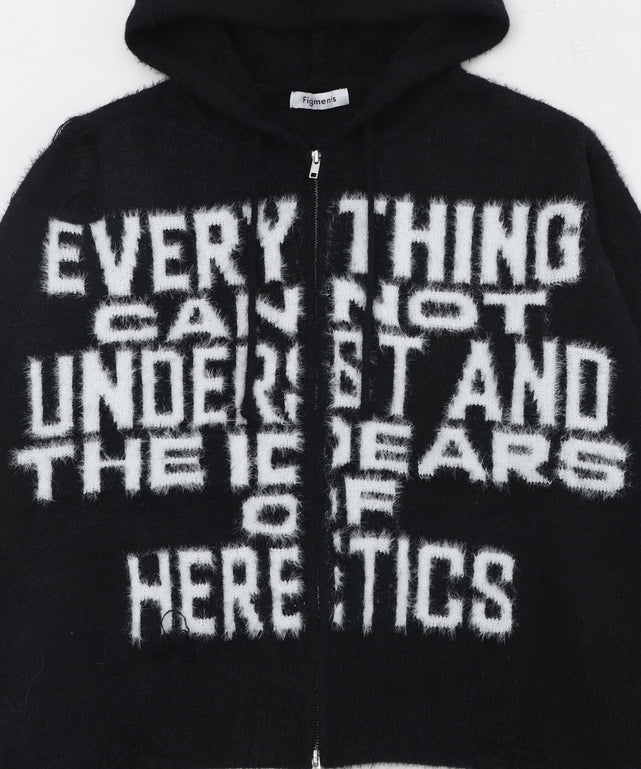 シャギーニットロゴダブルZIPパーカー