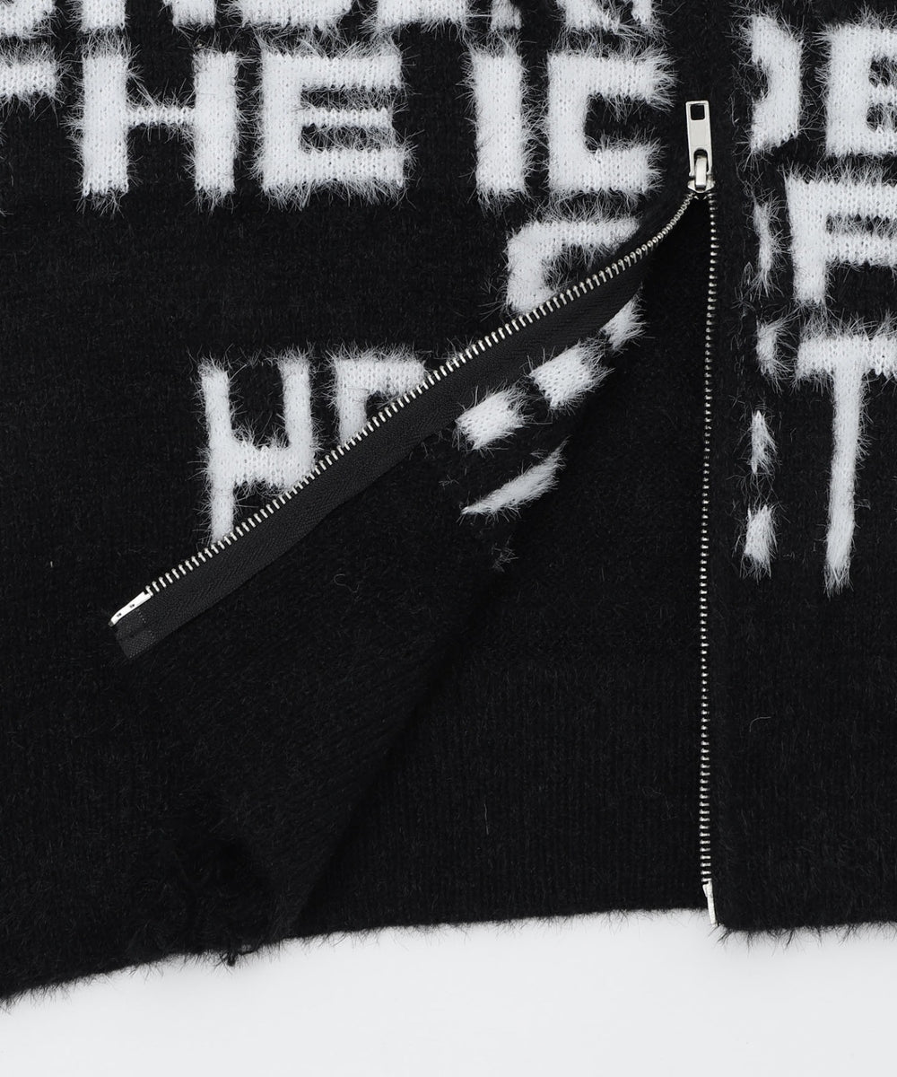 シャギーニットロゴダブルZIPパーカー