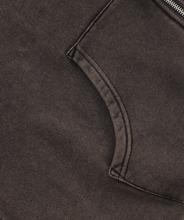 ハードウォッシュ裏起毛Wジップパーカー