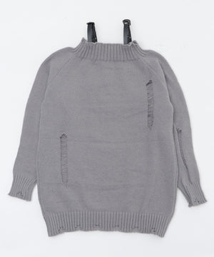 ショルダーベルトオフショルダメージニット