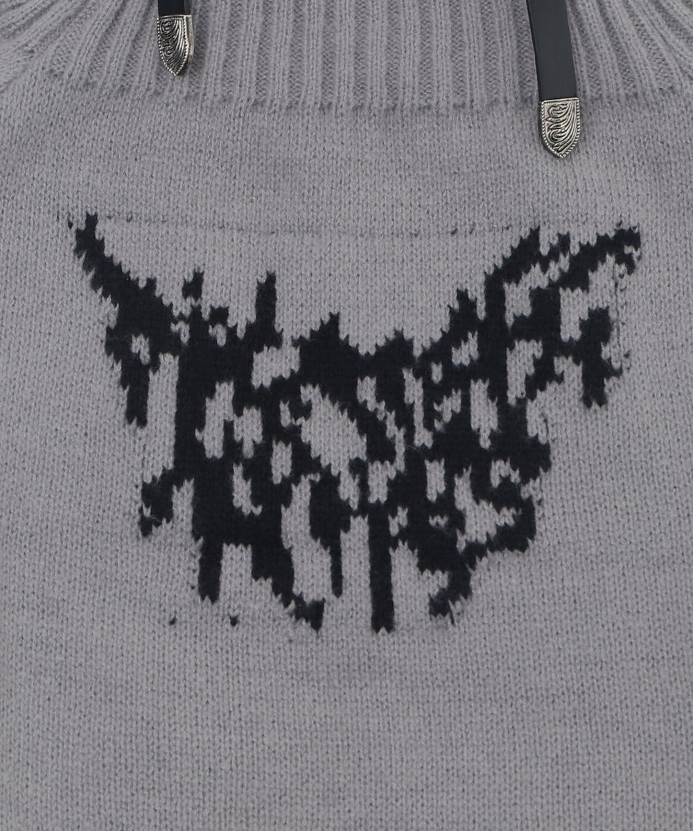 ショルダーベルトオフショルダメージニット