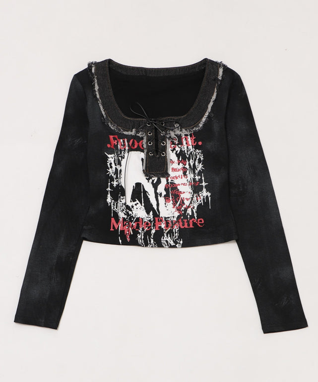 レースアップパンクトップ/スミクロ