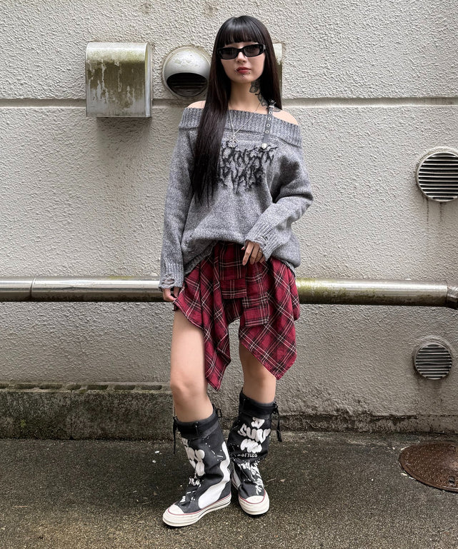 インスタントファンク 韓国 オフショル SHEL'TTER SELECT | 【INSTANTFUNK】フリル オフショルダー ニット