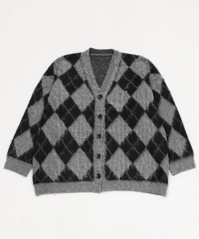 ブラッシュドアーガイルカーデ/グレー