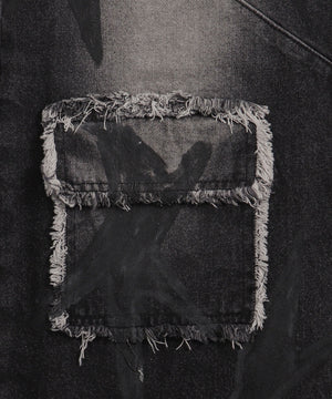 グラフィックペイントカーゴバギーデニム