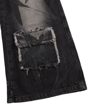 グラフィックペイントカーゴバギーデニム