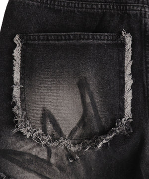 グラフィックペイントカーゴバギーデニム