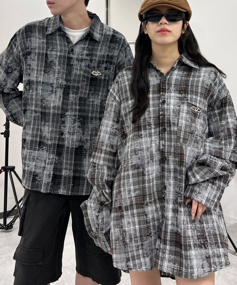 フェイクレイヤードチェックシャツ