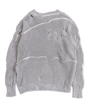 デザインZIPダメージオーバーニット