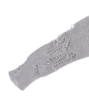 デザインZIPダメージオーバーニット