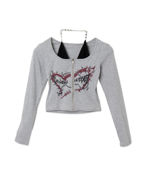 フロントZIPキャミセットトップス