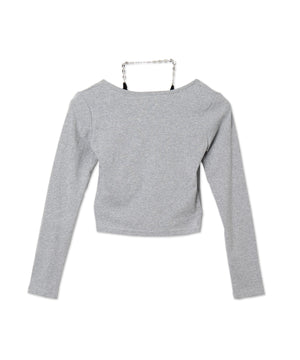 フロントZIPキャミセットトップス