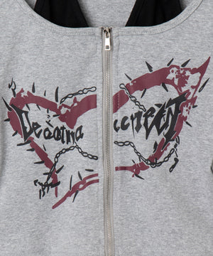 フロントZIPキャミセットトップス