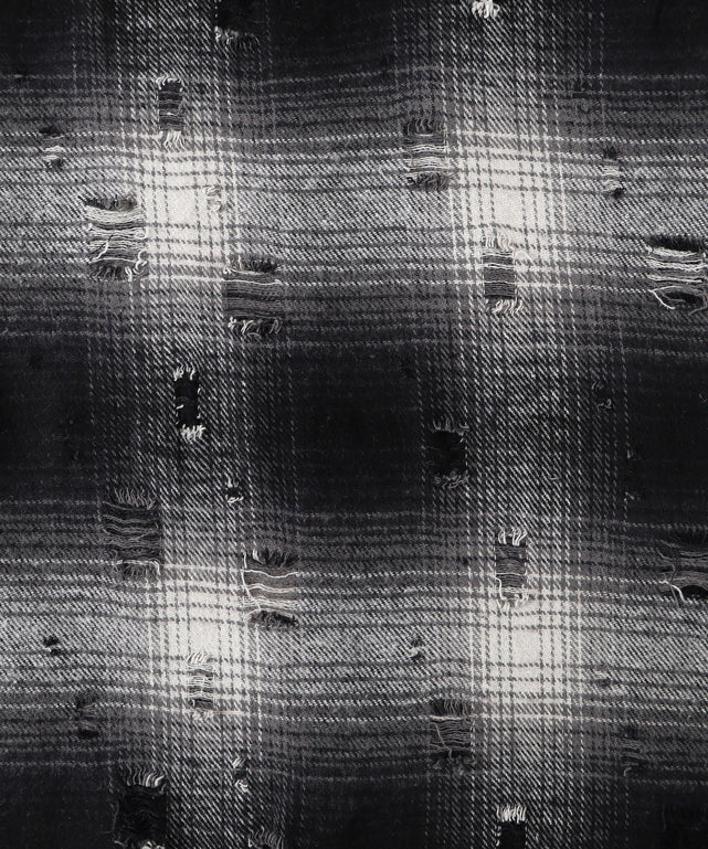 ダメージフードチェックシャツ