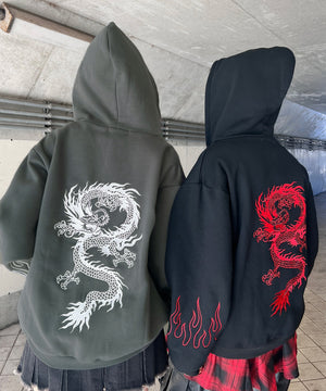 ドラゴン刺繍ビッグZIPパーカー　