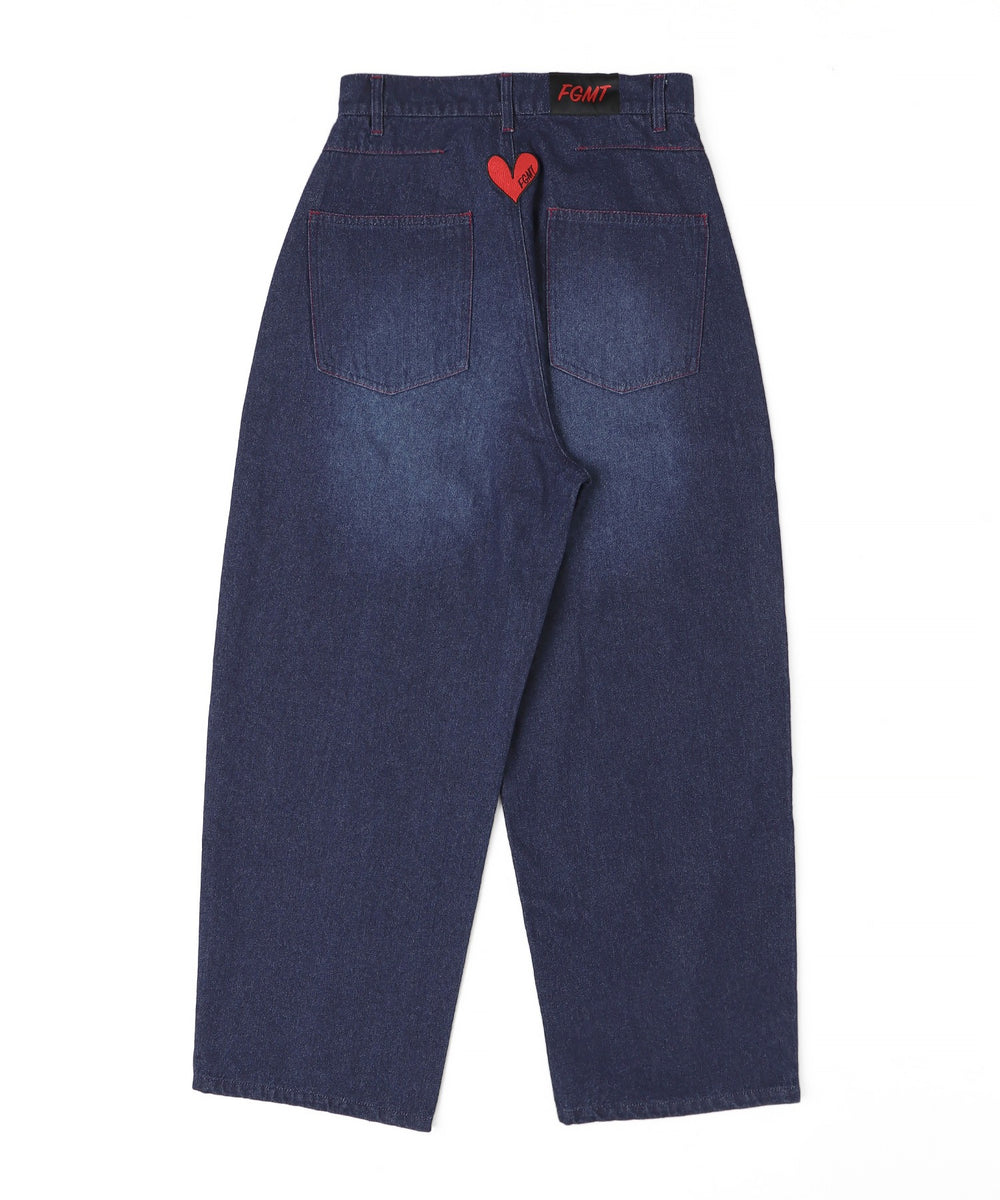 ハートパッチバギーデニム