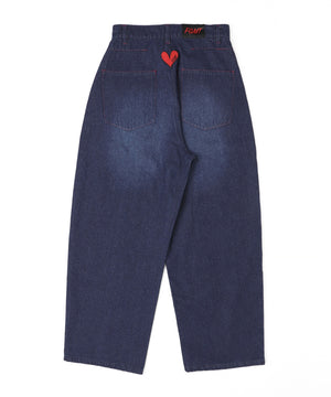 ハートパッチバギーデニム