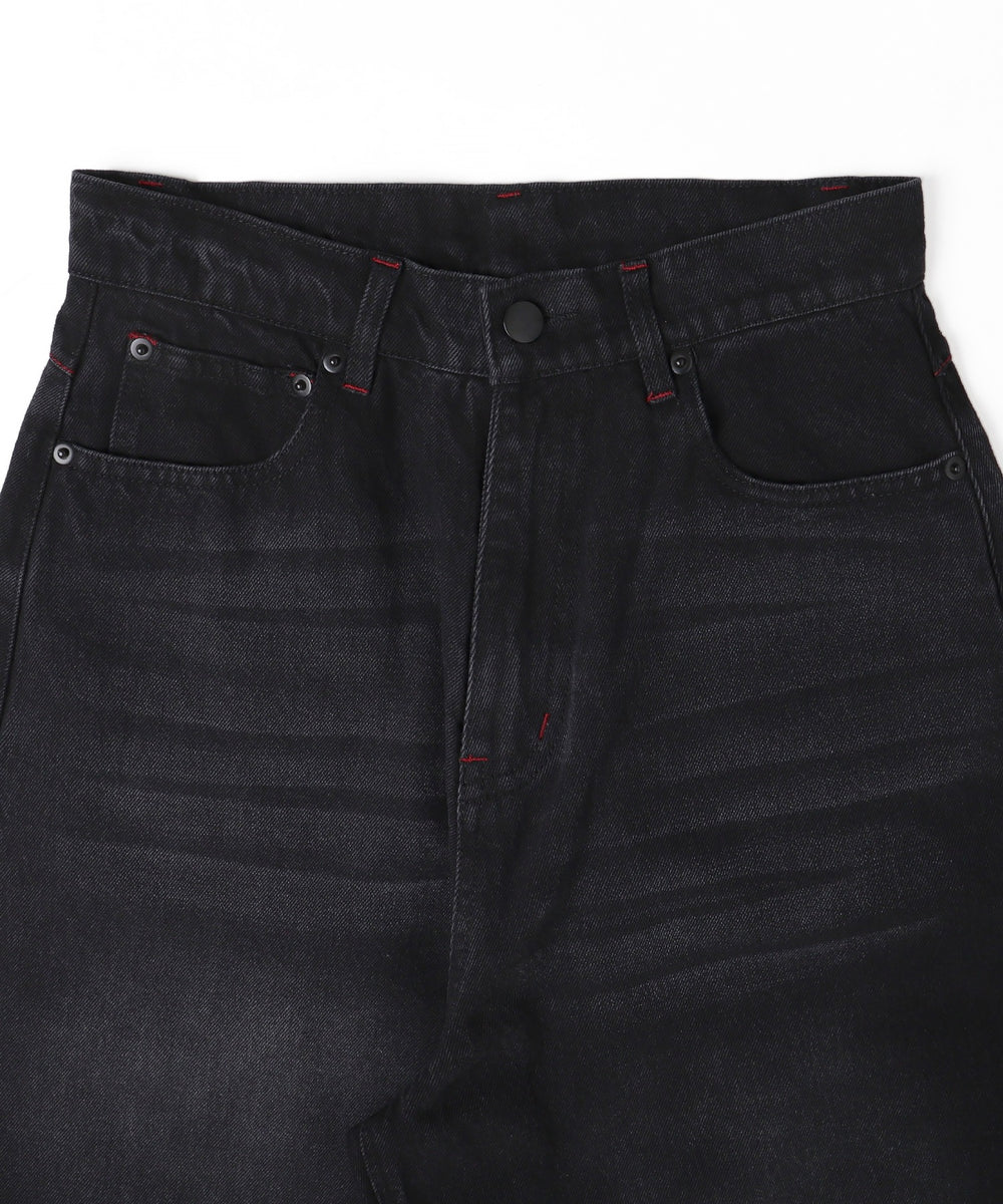 ハートパッチバギーデニム