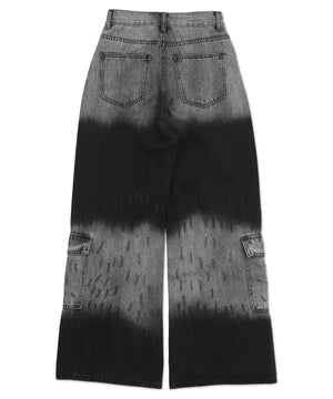 ブリーチカーゴブラックバギーデニム