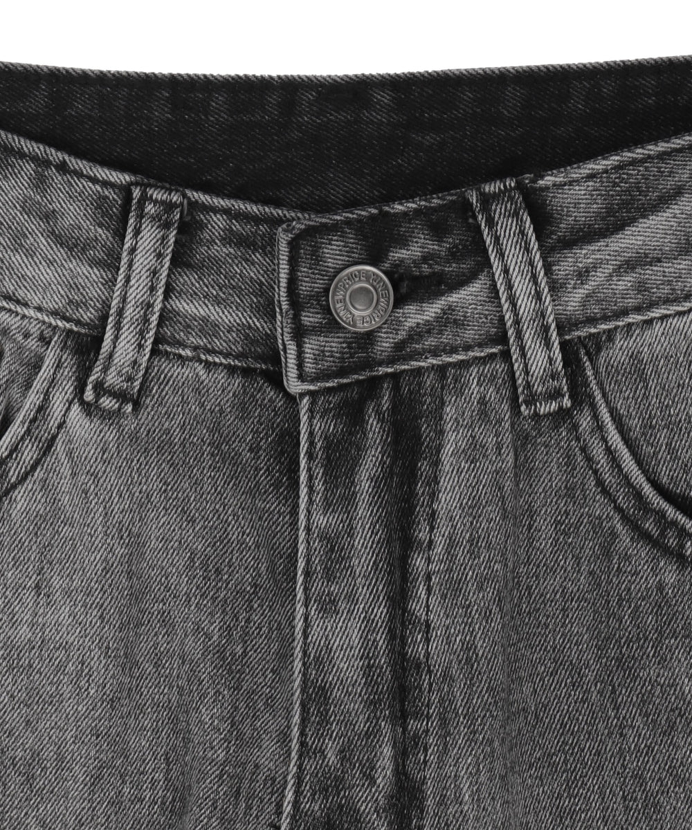 ブリーチカーゴブラックバギーデニム