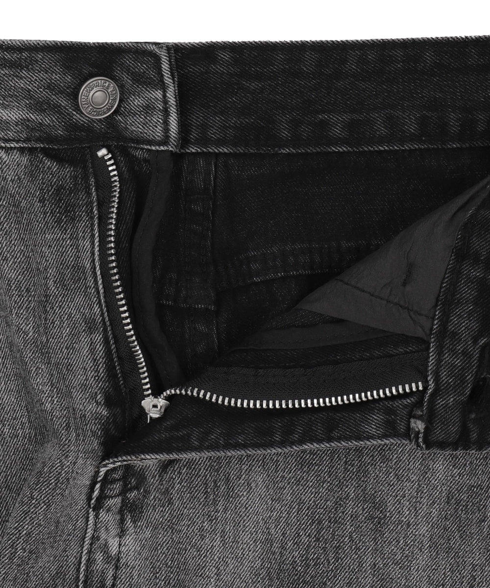 ブリーチカーゴブラックバギーデニム