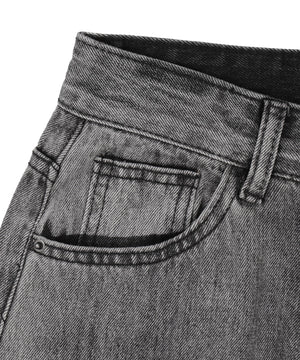 ブリーチカーゴブラックバギーデニム