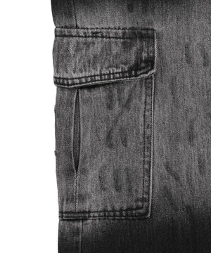 ブリーチカーゴブラックバギーデニム