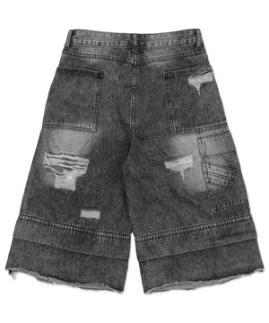 ダブルウエストクラッシュハーフパンツ