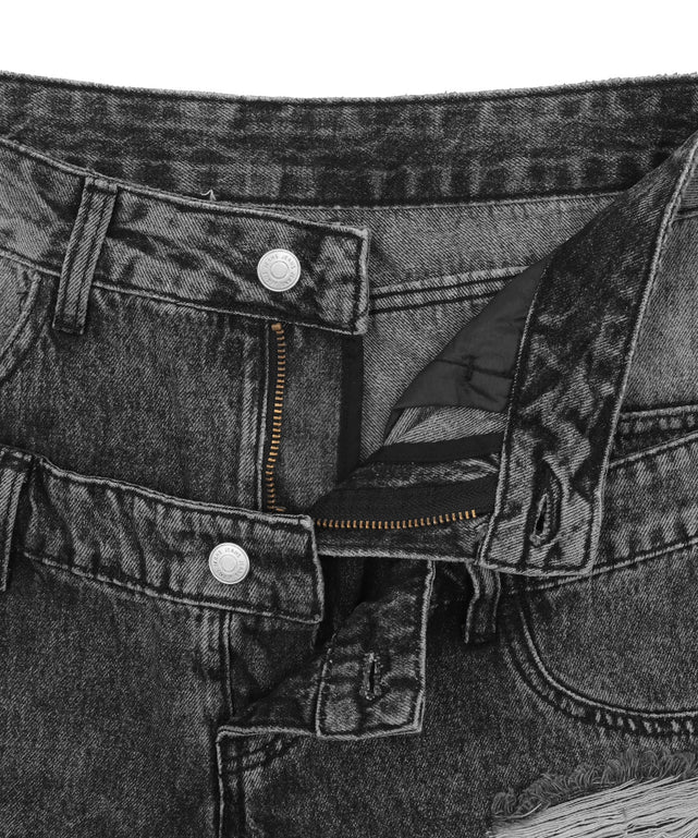 ダブルウエストクラッシュハーフパンツ