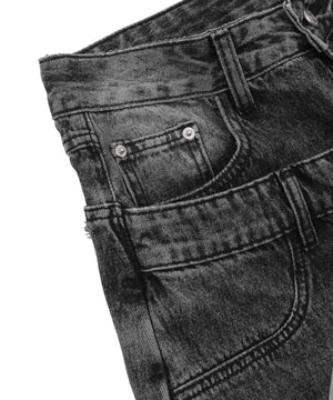 ダブルウエストクラッシュハーフパンツ