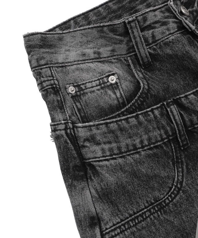 ダブルウエストクラッシュハーフパンツ