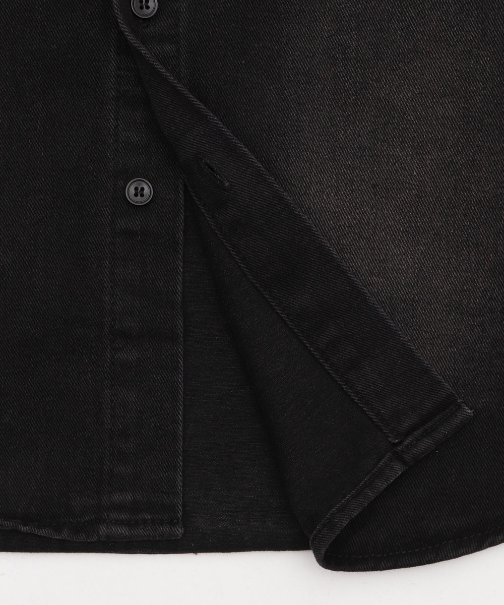 フーデッドデニムシャツ