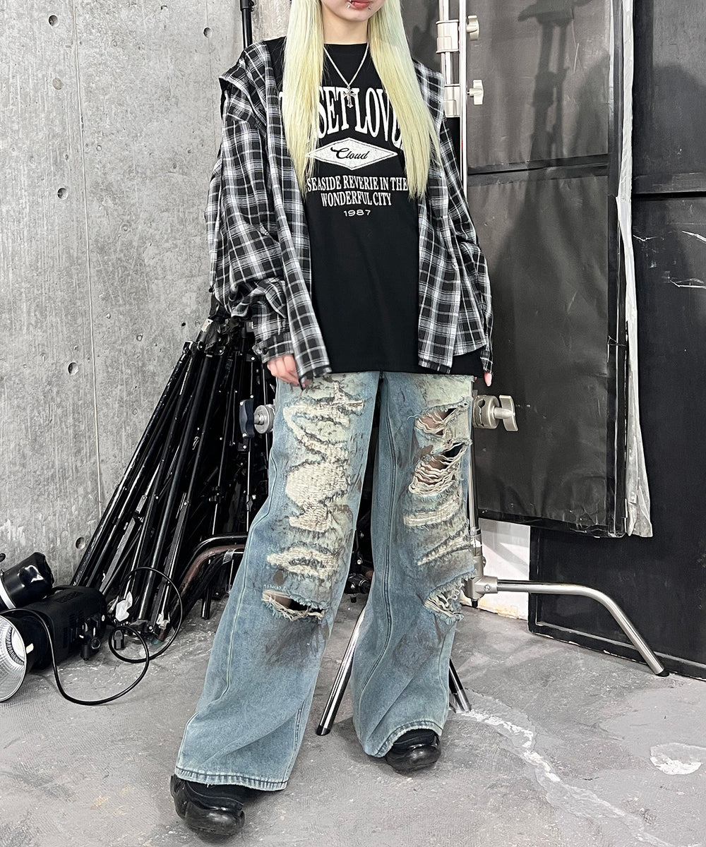 デニム中濃色 モデル：159㎝ S着用