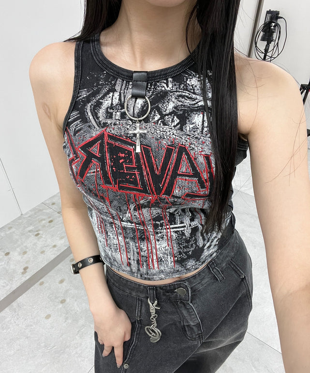 パンクロゴタンク/ブラック モデル：154㎝ FREE着用