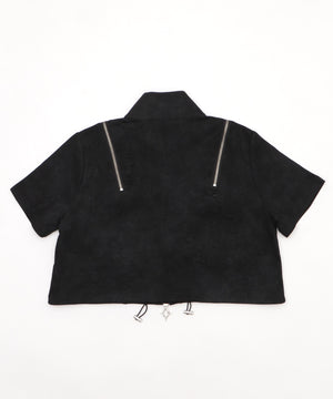 クロップドショルダーZIPトップ