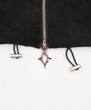 クロップドショルダーZIPトップ