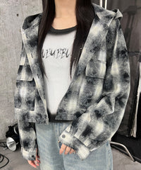 フーデッドブリーチチェックシャツ