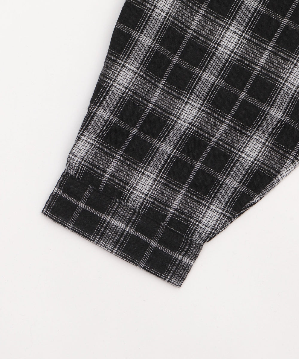 フーデッドオーバーチェックシャツ